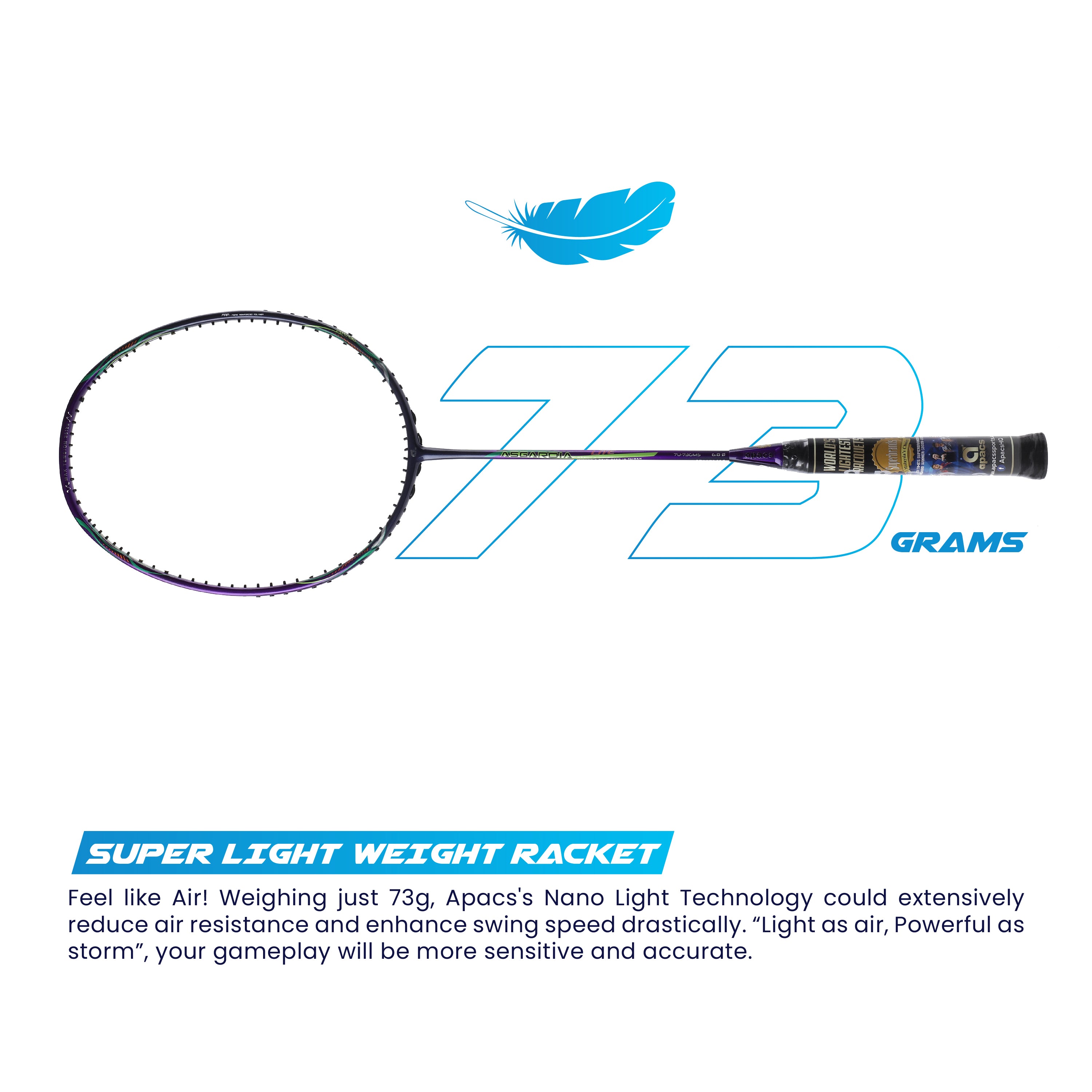 Apacs Asgardia Lite - Professional Badminton Racquets with Full Cover ...