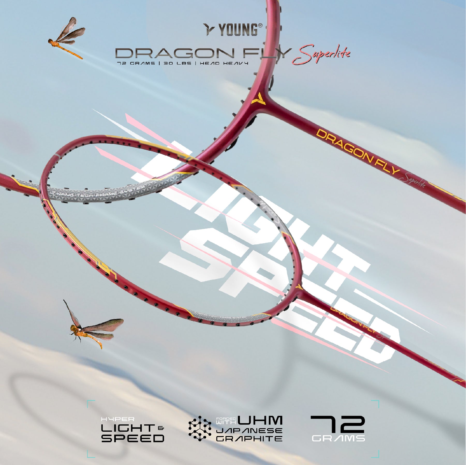 Young DragonFly Superlite 72g Lighweight Badminton Racket for