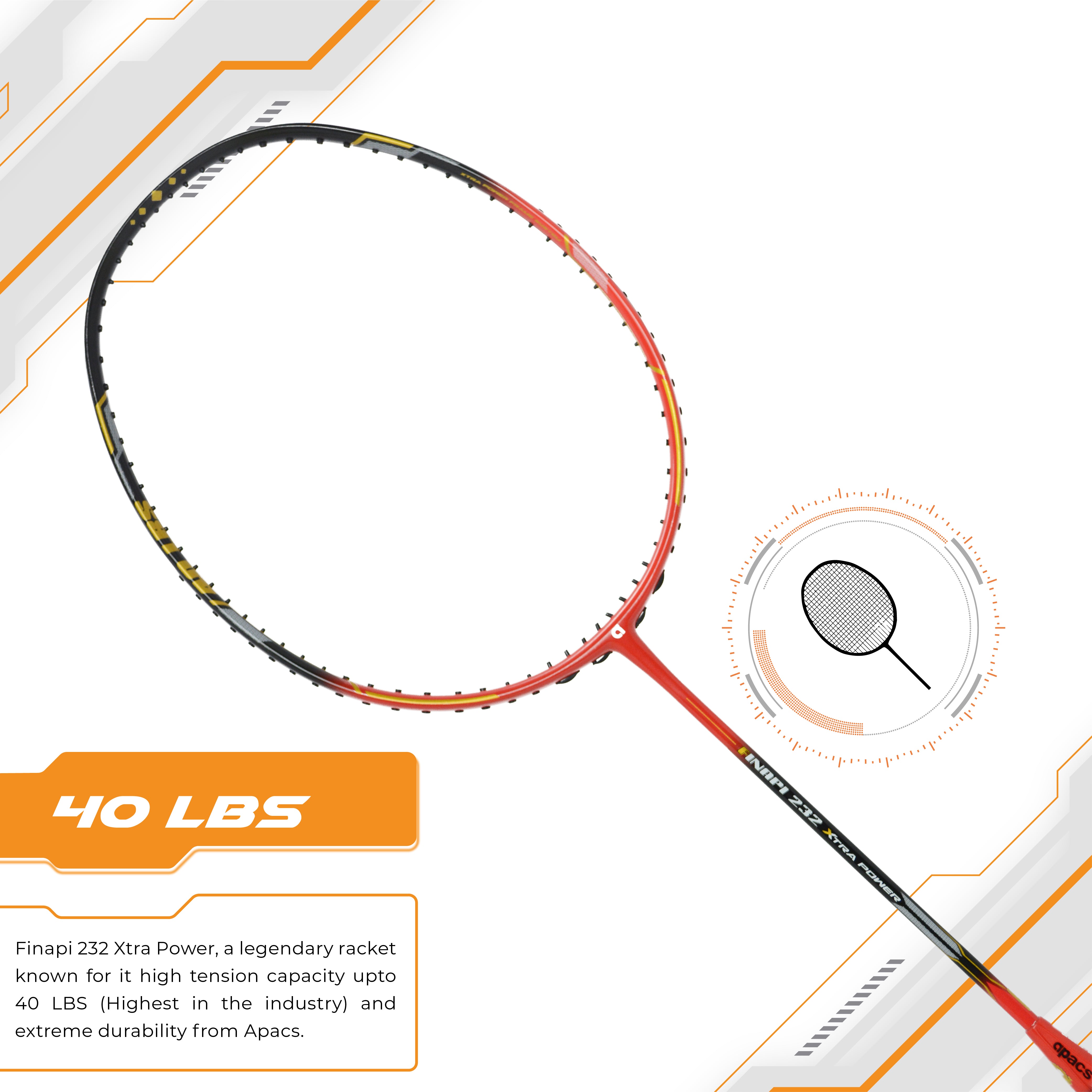 Apacs Racket Inapi 23 Apacs Finapi 232 Xtra Power - buy badminton rackets online – Badminton ...