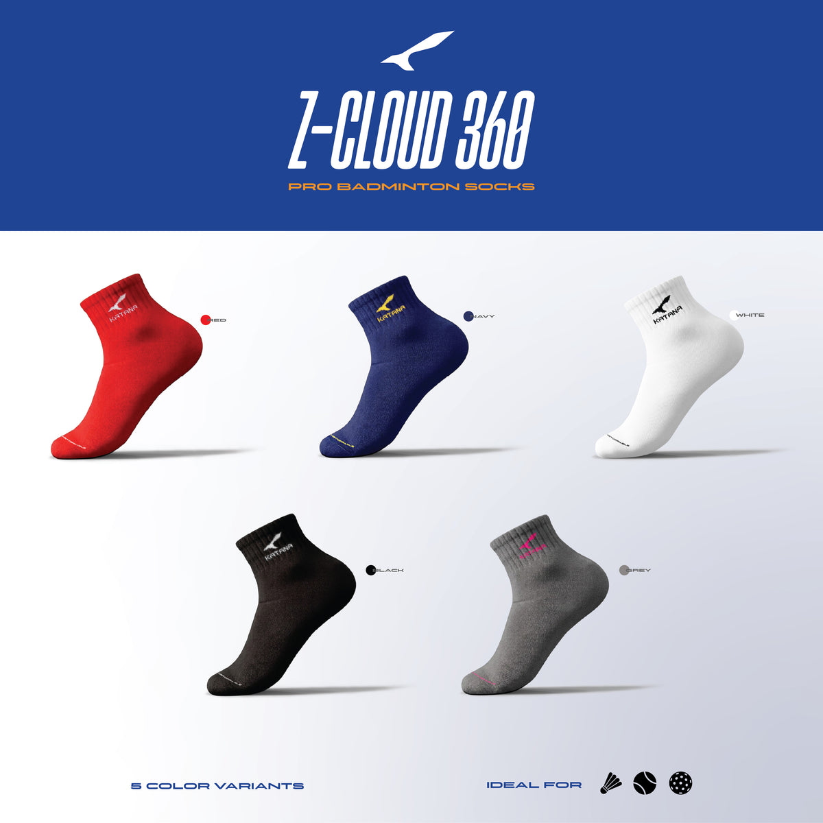 Z-Cloud 360 (Pro Badminton Socks) | Pack of 5