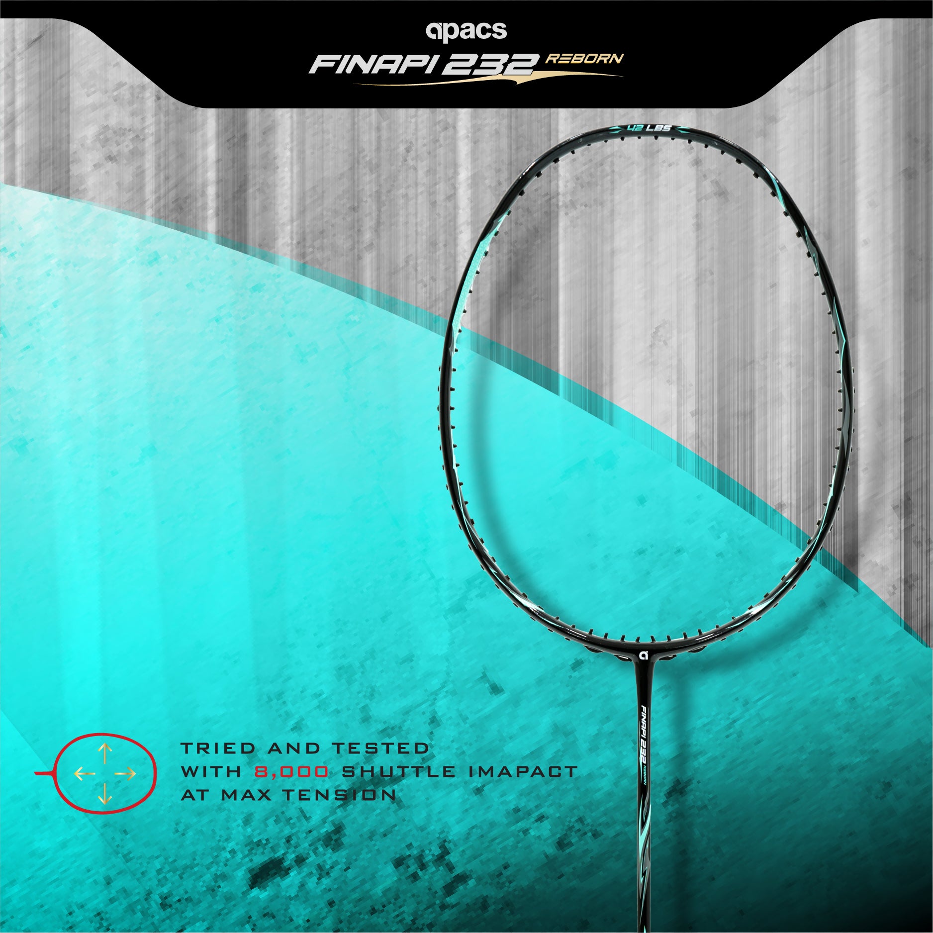 Finapi Racket Apacs Finapi 232 Armor | 38LBS Max Tension | High Modulus Graphite ...