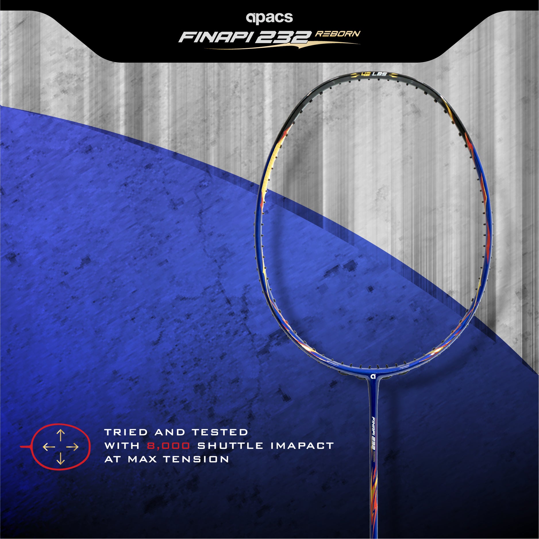 Finapi Racket Apacs Finapi 232 Armor | 38LBS Max Tension | High Modulus Graphite ...