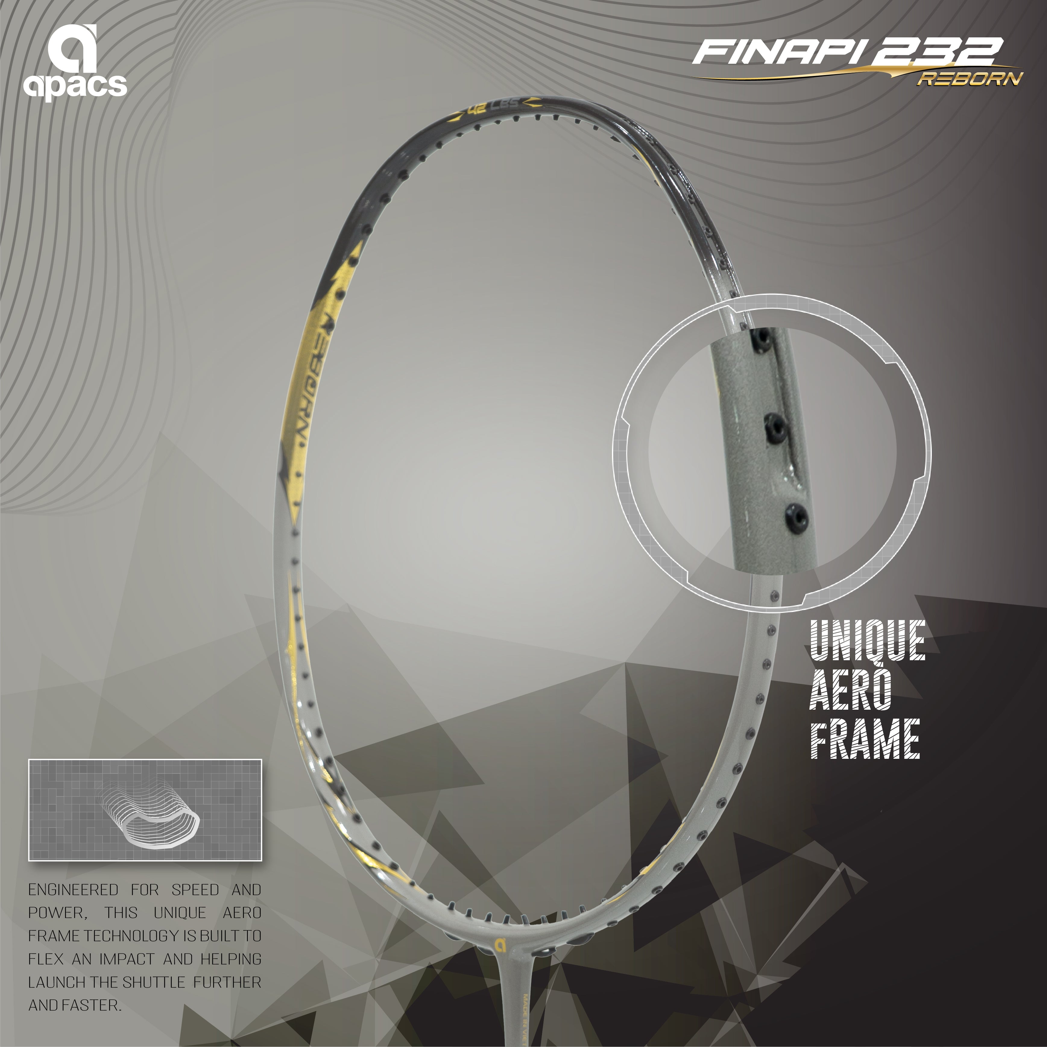 Finapi Racket Apacs Finapi 232 Armor | 38LBS Max Tension | High Modulus Graphite ...