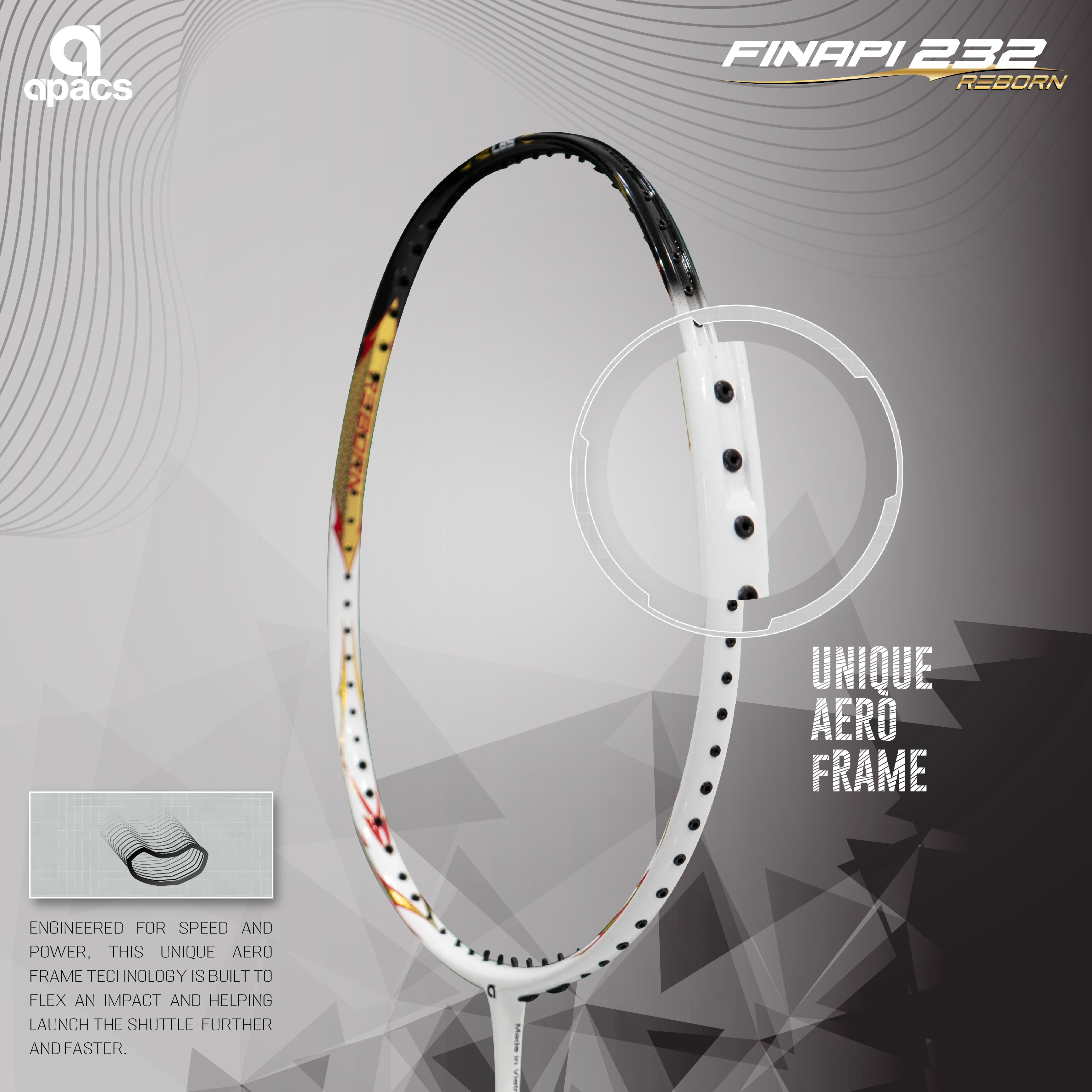 Finapi Racket Apacs Finapi 232 Armor | 38LBS Max Tension | High Modulus Graphite ...