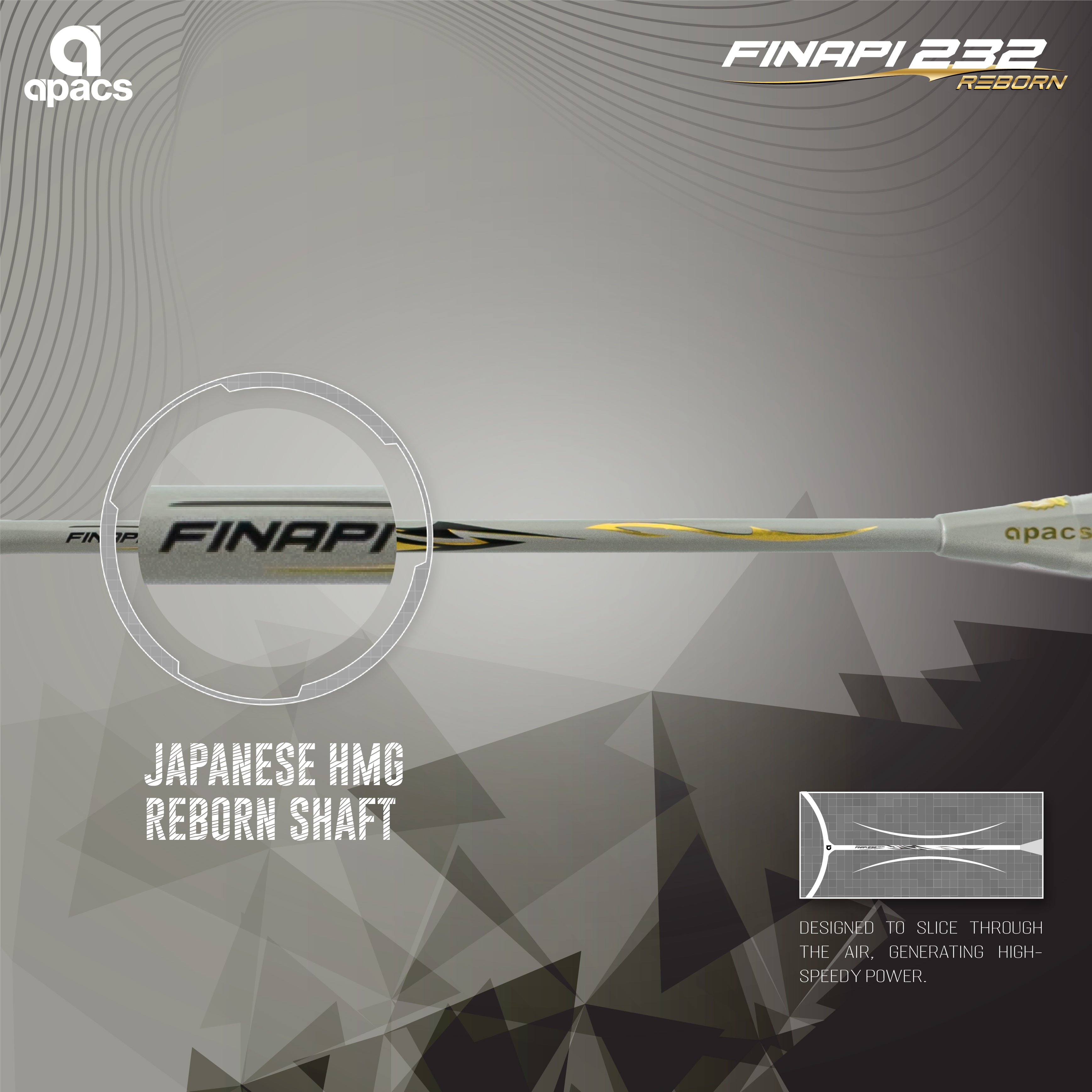 Finapi Racket Apacs Finapi 232 Armor | 38LBS Max Tension | High Modulus Graphite ...
